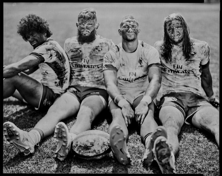 Folau Niua, Danny Berret, Martin Iosefo e Garrett Bender , membri della squadra Usa di rugby a 7 ai Giochi di Rio